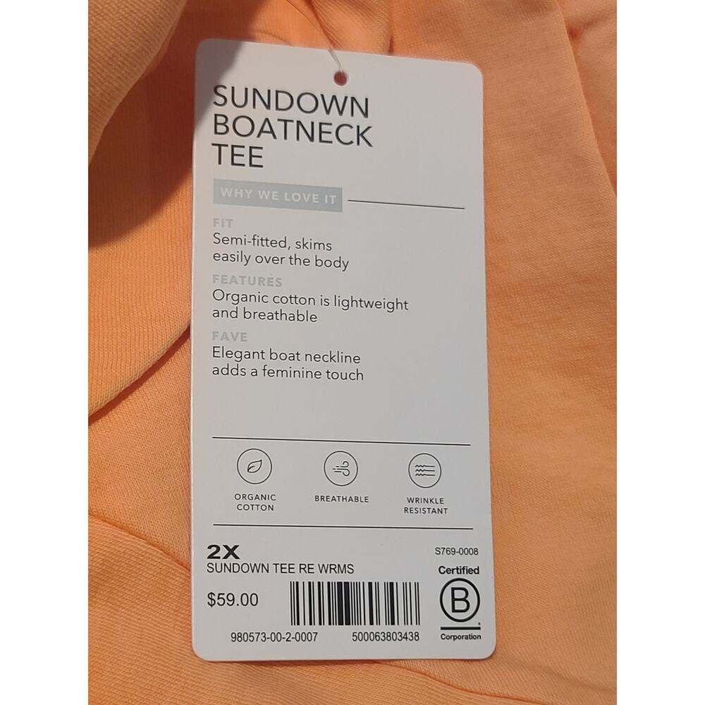 NWT Athleta Sundown Boatneck Tee - 2X / XXL - warm sunset orange - 2X / XXL - Picture 6 of 6
